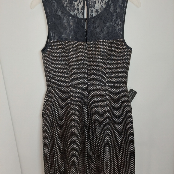 The Limited Women's Size 2 Black Dress Gold Copper Metallic Lace Sleeveless - Picture 6 of 11